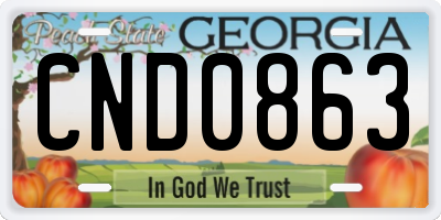 GA license plate CND0863