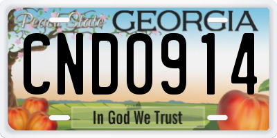 GA license plate CND0914