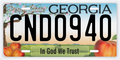 GA license plate CND0940