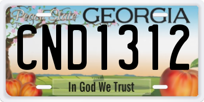 GA license plate CND1312