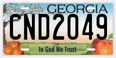 GA license plate CND2049