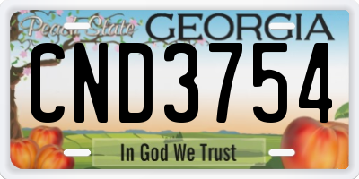 GA license plate CND3754