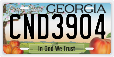 GA license plate CND3904