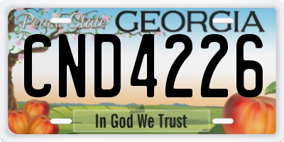 GA license plate CND4226