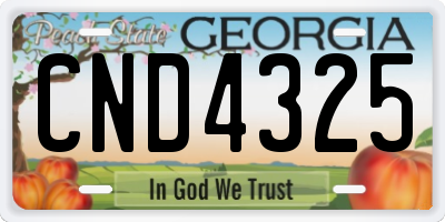 GA license plate CND4325