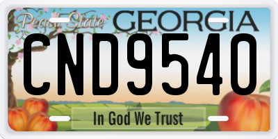 GA license plate CND9540