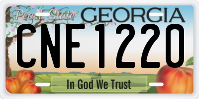 GA license plate CNE1220