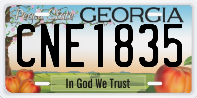 GA license plate CNE1835