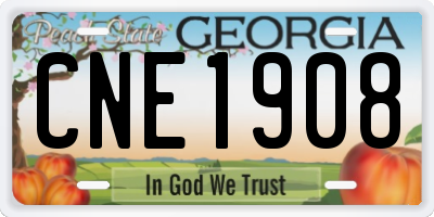 GA license plate CNE1908