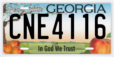GA license plate CNE4116