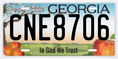 GA license plate CNE8706