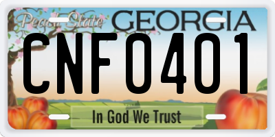 GA license plate CNF0401