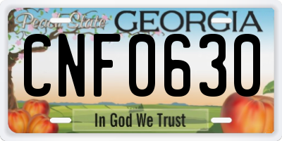 GA license plate CNF0630