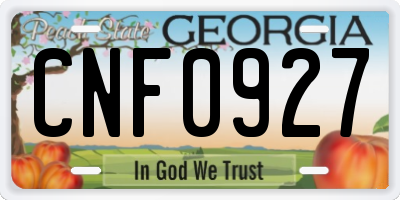 GA license plate CNF0927