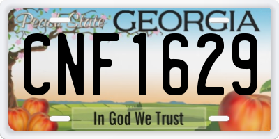 GA license plate CNF1629