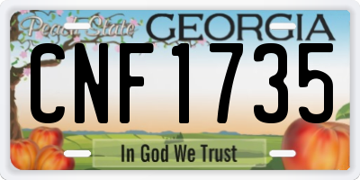 GA license plate CNF1735