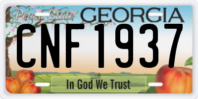 GA license plate CNF1937
