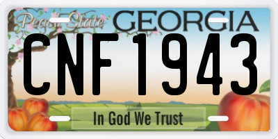 GA license plate CNF1943