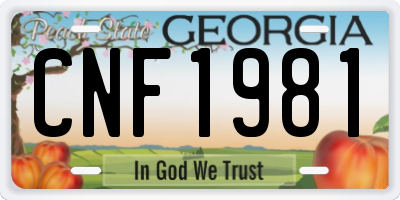 GA license plate CNF1981