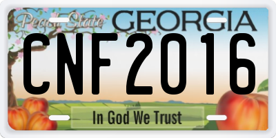 GA license plate CNF2016