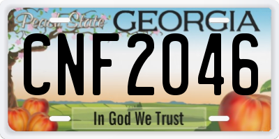 GA license plate CNF2046