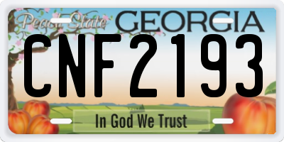 GA license plate CNF2193