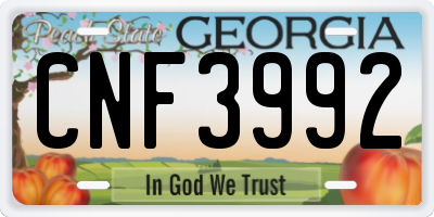 GA license plate CNF3992