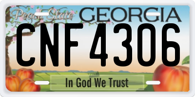 GA license plate CNF4306