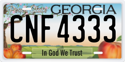 GA license plate CNF4333