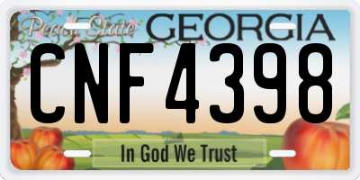 GA license plate CNF4398