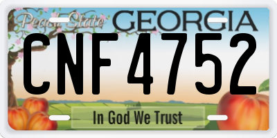 GA license plate CNF4752