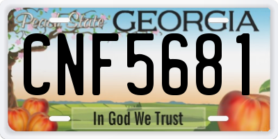 GA license plate CNF5681