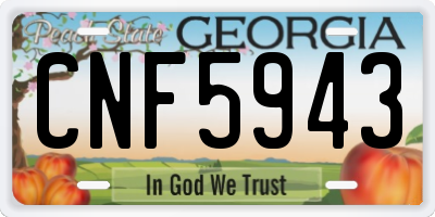 GA license plate CNF5943