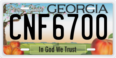 GA license plate CNF6700