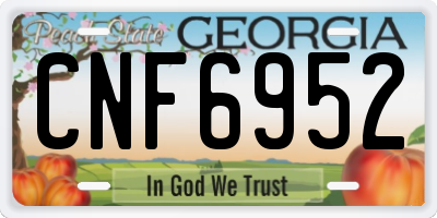 GA license plate CNF6952