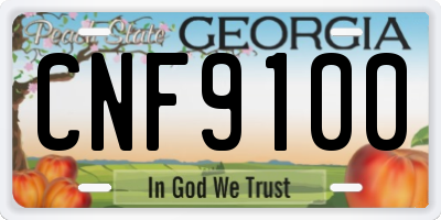 GA license plate CNF9100