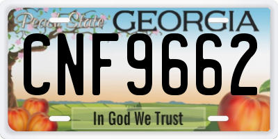 GA license plate CNF9662