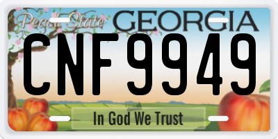 GA license plate CNF9949