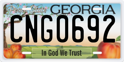 GA license plate CNG0692