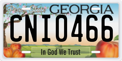 GA license plate CNI0466