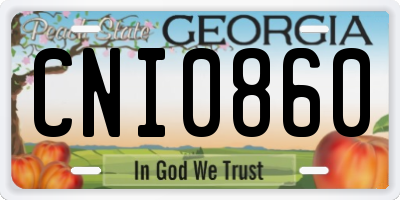 GA license plate CNI0860