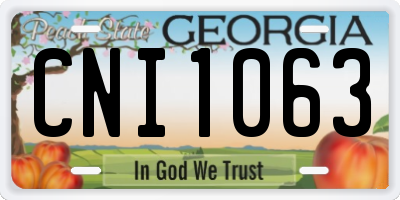 GA license plate CNI1063