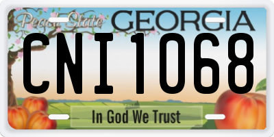 GA license plate CNI1068