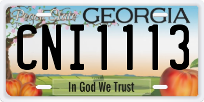 GA license plate CNI1113