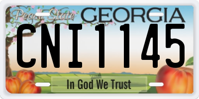 GA license plate CNI1145