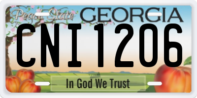 GA license plate CNI1206