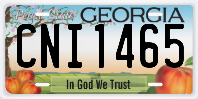 GA license plate CNI1465