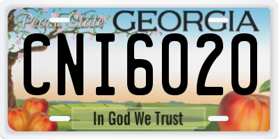 GA license plate CNI6020