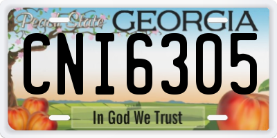 GA license plate CNI6305