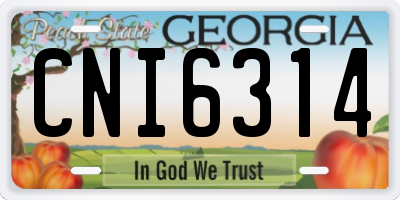 GA license plate CNI6314